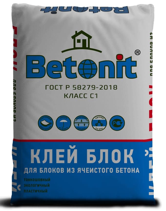 Клей для блоков из ячеистого бетона Betonit BLOCK ГОСТ, 40 кг